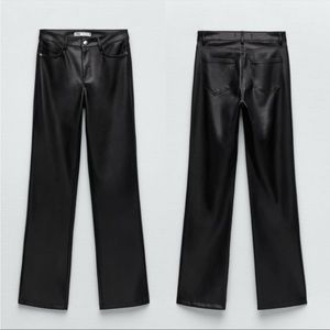 NWT Zara Straight Leg Faux Leather Pants